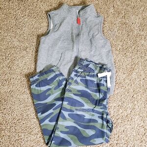 Carter Camo Jogger Grey Vest Boys 5t Outfit 2 piece Set Winter